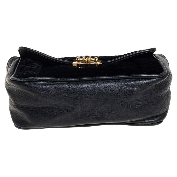 Pre Owned Chloé Black Velvet and Leather Medium Elsie Shoulder Bag