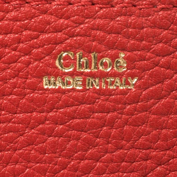 Pre Owned Chloe Red Grained Leather Large Drew Shoulder Bag