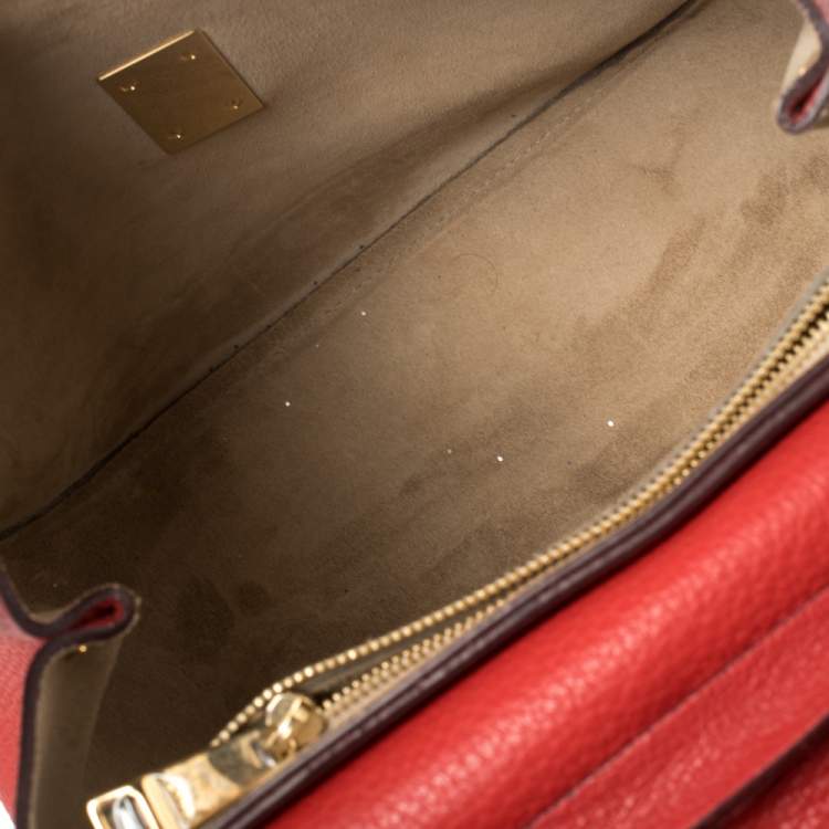 Pre Owned Chloe Red Grained Leather Large Drew Shoulder Bag