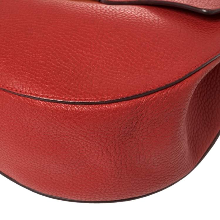 Pre Owned Chloe Red Grained Leather Large Drew Shoulder Bag