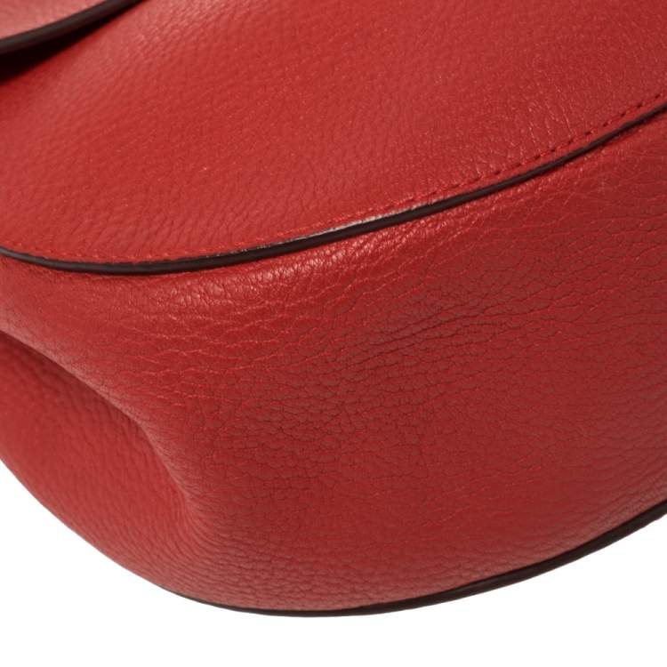 Pre Owned Chloe Red Grained Leather Large Drew Shoulder Bag