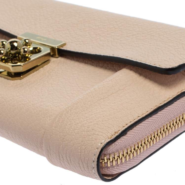 Pre Owned Chloe Pink Powder Leather Elsie Continental Wallet