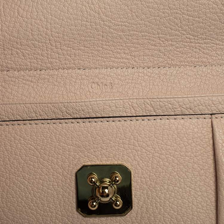 Pre Owned Chloe Pink Powder Leather Elsie Continental Wallet