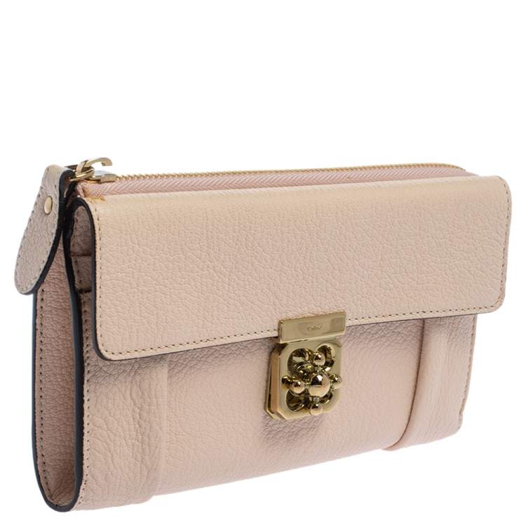 Pre Owned Chloe Pink Powder Leather Elsie Continental Wallet