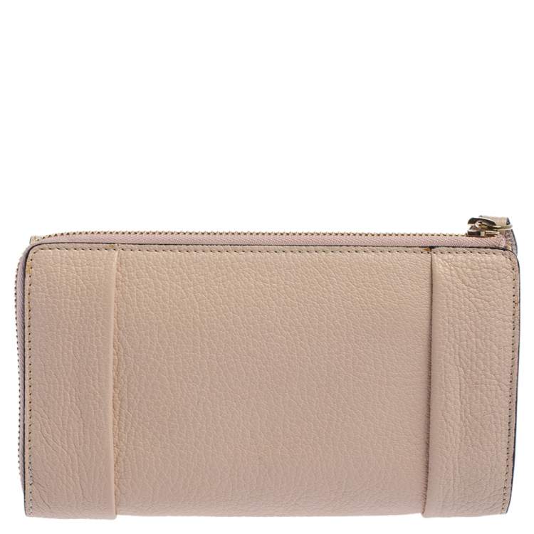 Pre Owned Chloe Pink Powder Leather Elsie Continental Wallet