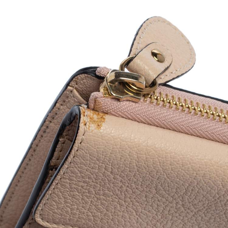 Pre Owned Chloe Pink Powder Leather Elsie Continental Wallet