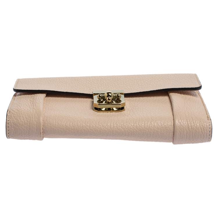 Pre Owned Chloe Pink Powder Leather Elsie Continental Wallet