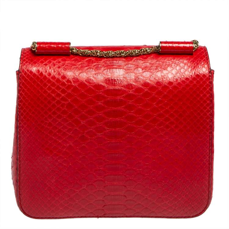 Pre Owned Chloe Red Python Small Elsie Shoulder Bag