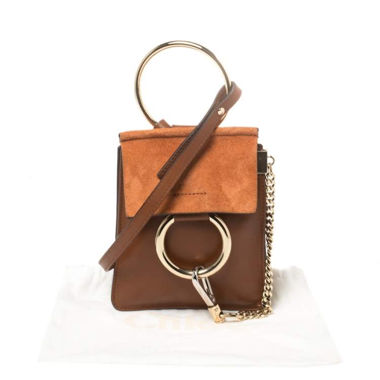Pre Owned Chloe Brown/Orange Leather and Suede Mini Faye Crossbody Bag