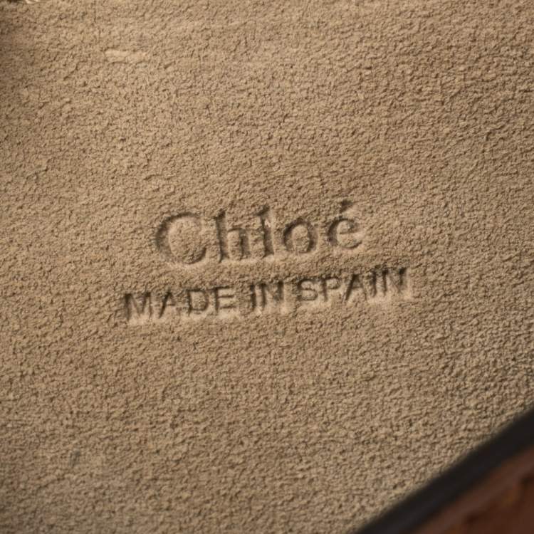 Pre Owned Chloe Brown/Orange Leather and Suede Mini Faye Crossbody Bag