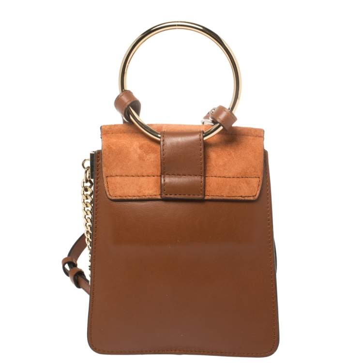 Pre Owned Chloe Brown/Orange Leather and Suede Mini Faye Crossbody Bag