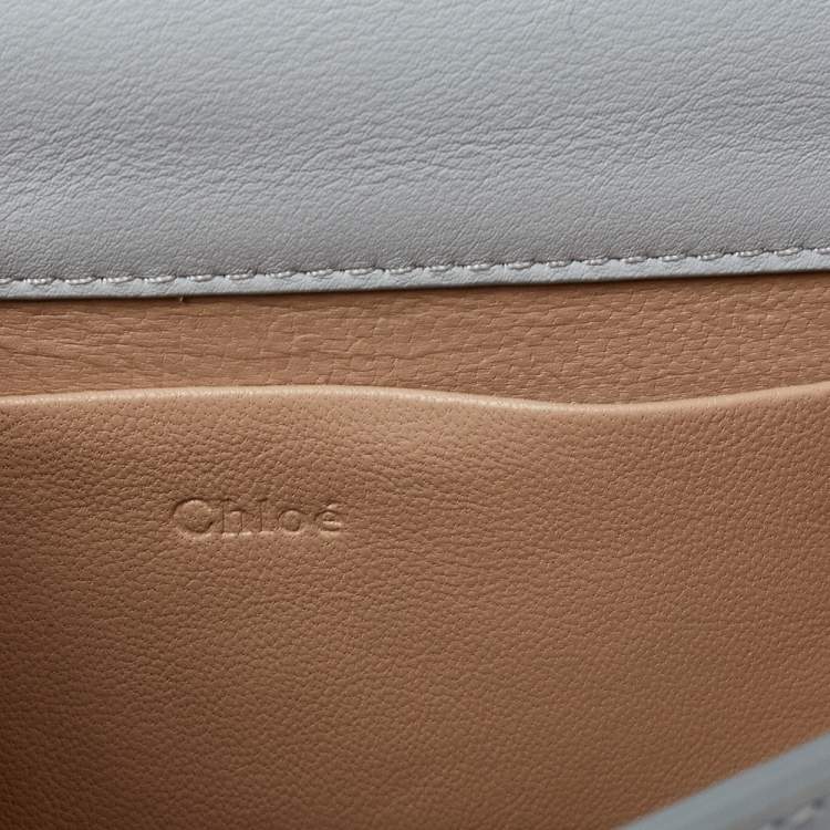 Pre Owned Chloé Grey Lizard Embossed Leather Small Nile Bracelet Minaudiere Crossbody Bag