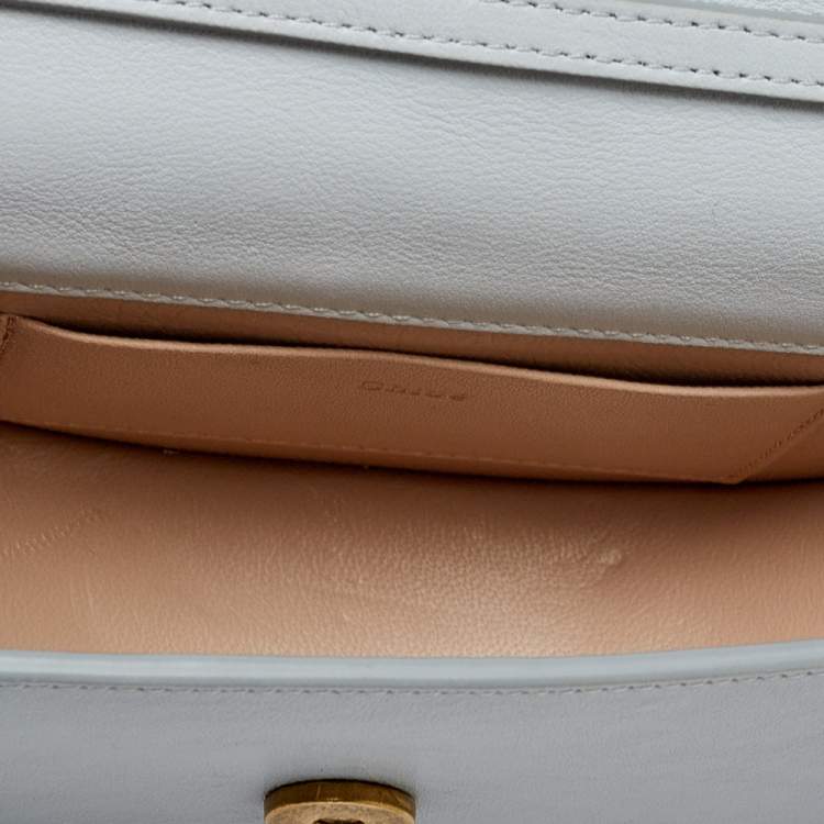 Pre Owned Chloé Grey Lizard Embossed Leather Small Nile Bracelet Minaudiere Crossbody Bag