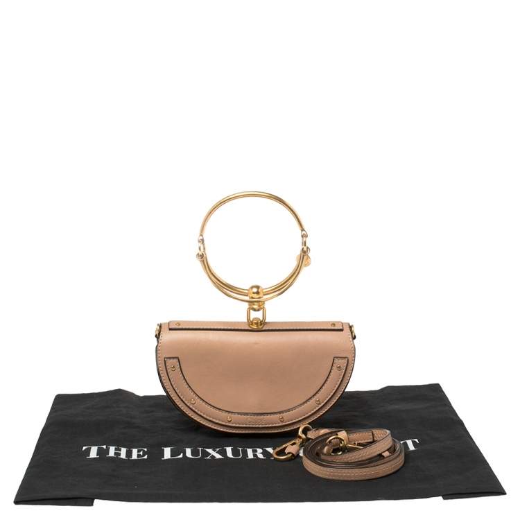Pre Owned Chloe Beige Leather Small Nile Bracelet Minaudiere Crossbody Bag