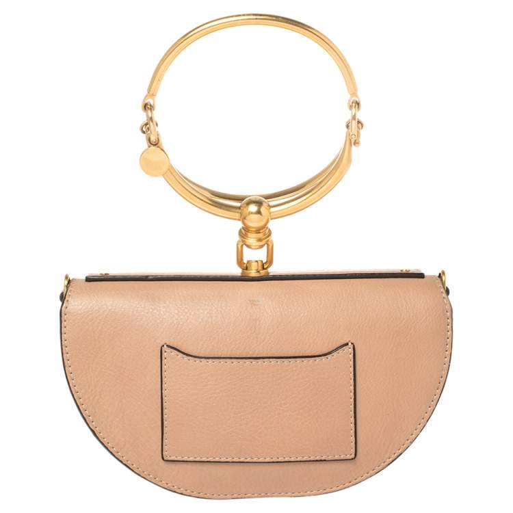 Pre Owned Chloe Beige Leather Small Nile Bracelet Minaudiere Crossbody Bag