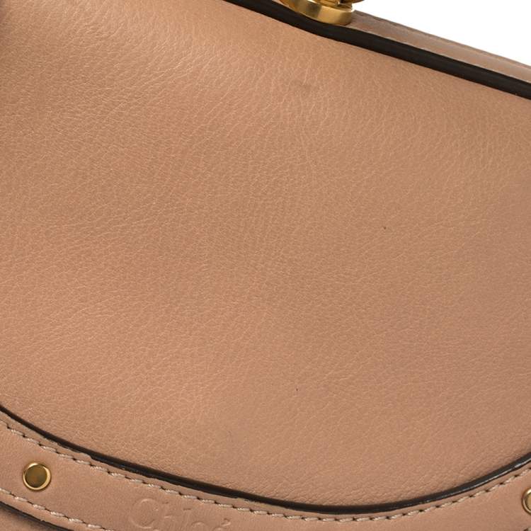 Pre Owned Chloe Beige Leather Small Nile Bracelet Minaudiere Crossbody Bag