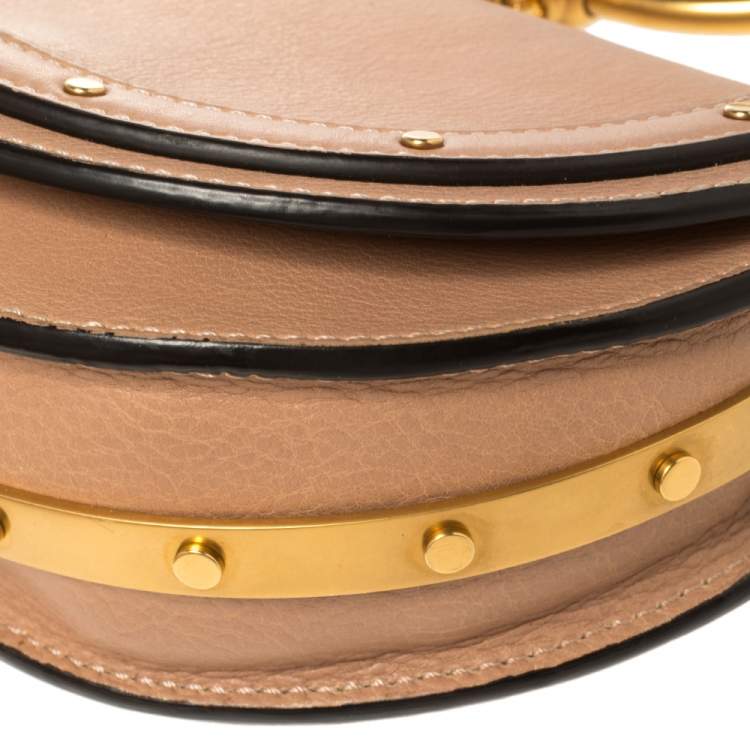 Pre Owned Chloe Beige Leather Small Nile Bracelet Minaudiere Crossbody Bag