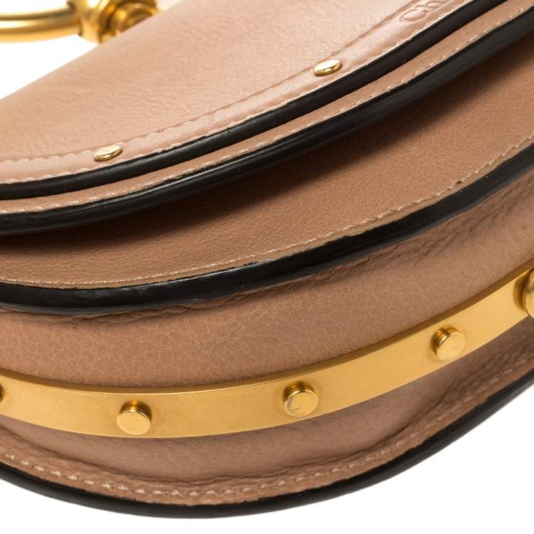 Pre Owned Chloe Beige Leather Small Nile Bracelet Minaudiere Crossbody Bag