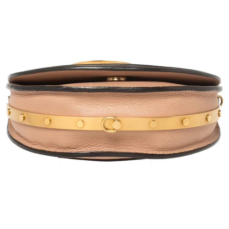 Pre Owned Chloe Beige Leather Small Nile Bracelet Minaudiere Crossbody Bag