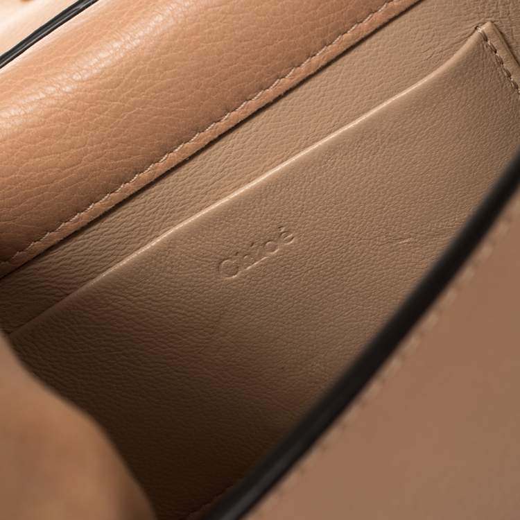 Pre Owned Chloe Beige Leather Small Nile Bracelet Minaudiere Crossbody Bag
