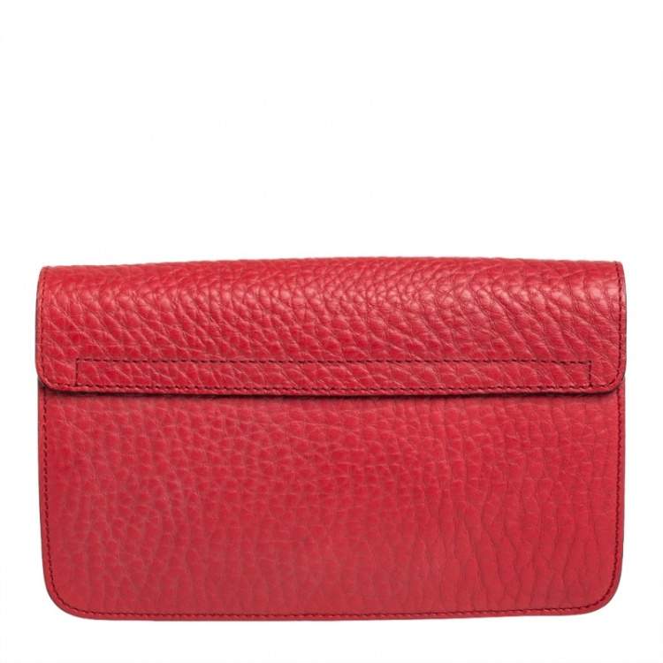 Pre Owned Chloe Red Pebbled Leather Sally Clutch