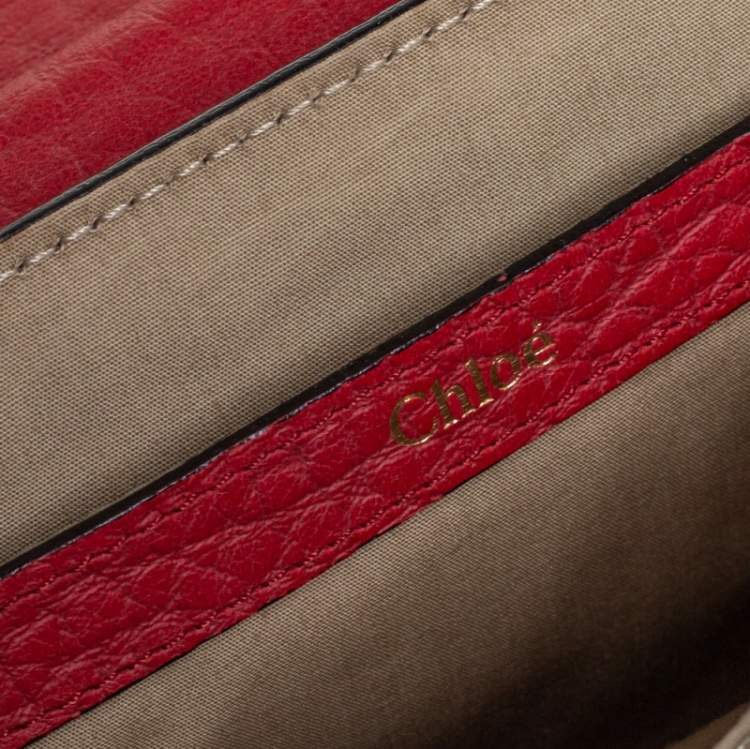 Pre Owned Chloe Red Pebbled Leather Sally Clutch