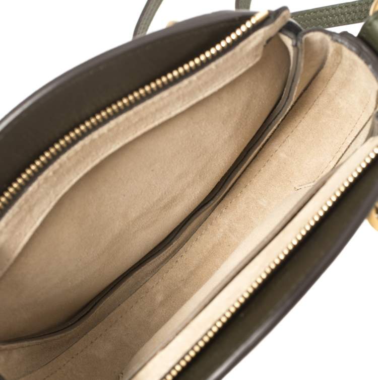 Pre Owned Chloe Olive Green Leather and Suede Pixie Round Crossbody Bag