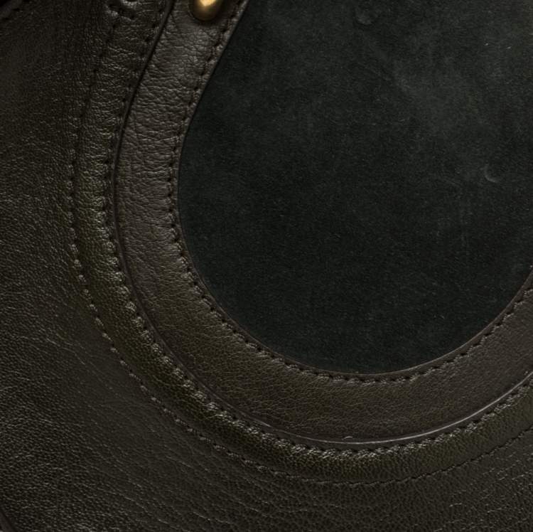 Pre Owned Chloe Olive Green Leather and Suede Pixie Round Crossbody Bag