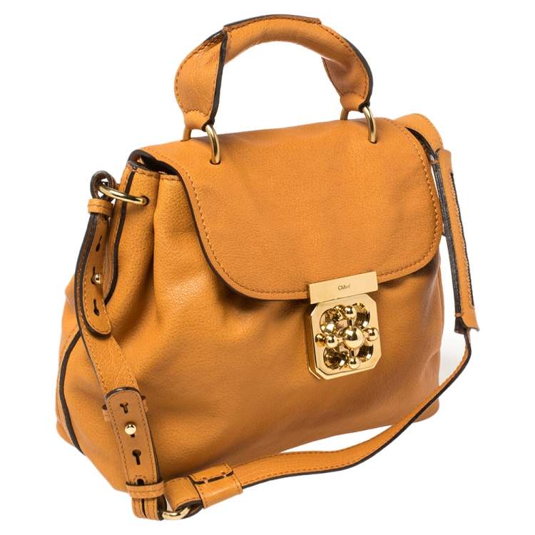 Pre Owned Chloe Mustard Yellow Leather Elsie Top Handle Bag