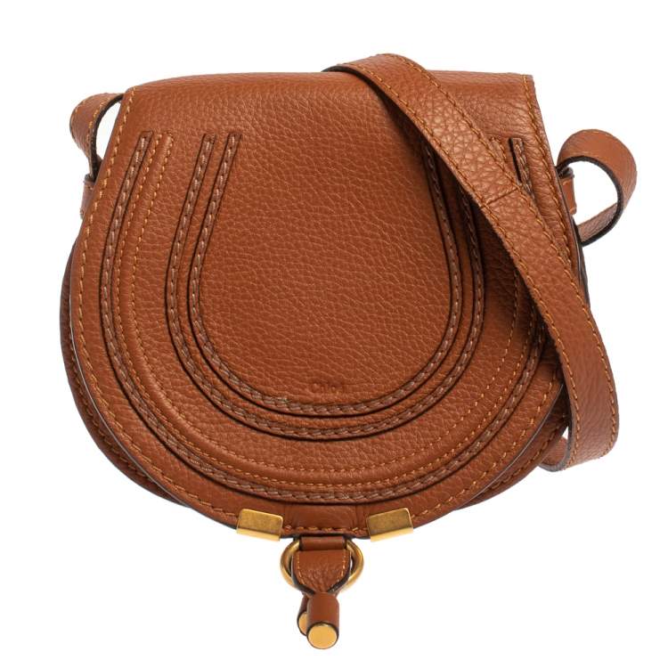 Pre Owned Chloe Brown Leather Mini Marcie Crossbody Bag