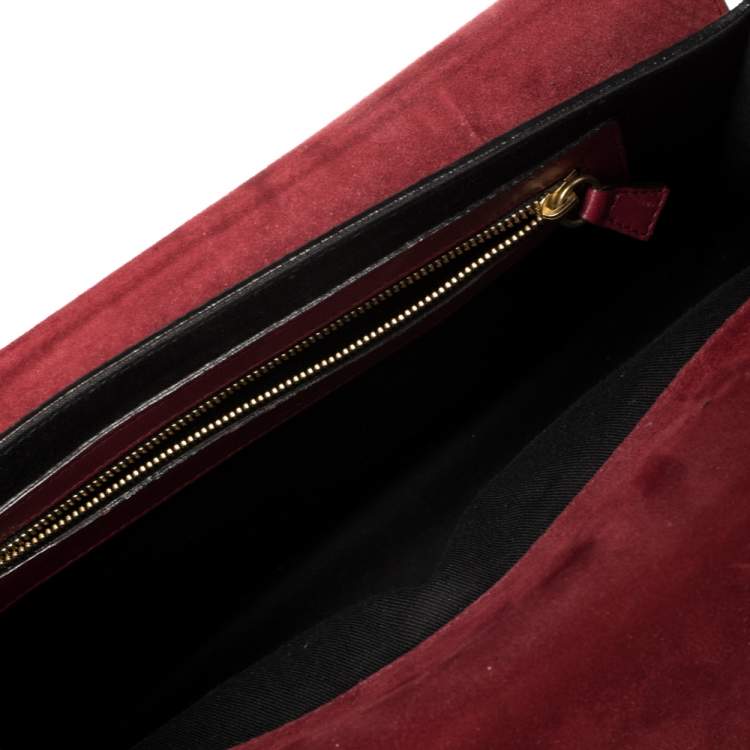 Pre Owned Chloe Burgundy Python and Suede Medium Sally Shoulder Bag