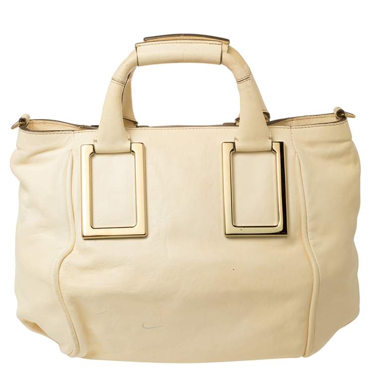 مملوكة مسبقًا Chloe Cream Leather Medium Ethel Satchel