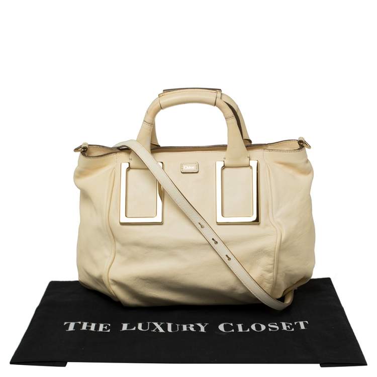 مملوكة مسبقًا Chloe Cream Leather Medium Ethel Satchel