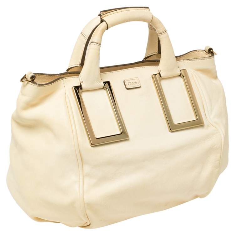 مملوكة مسبقًا Chloe Cream Leather Medium Ethel Satchel