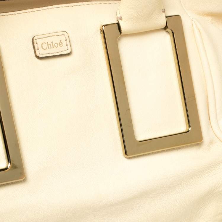 مملوكة مسبقًا Chloe Cream Leather Medium Ethel Satchel