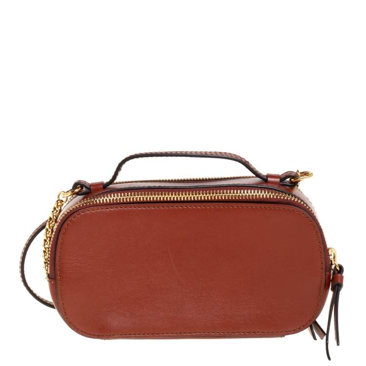 Pre Owned Chloé Tan Leather Mini C Vanity Shoulder Bag
