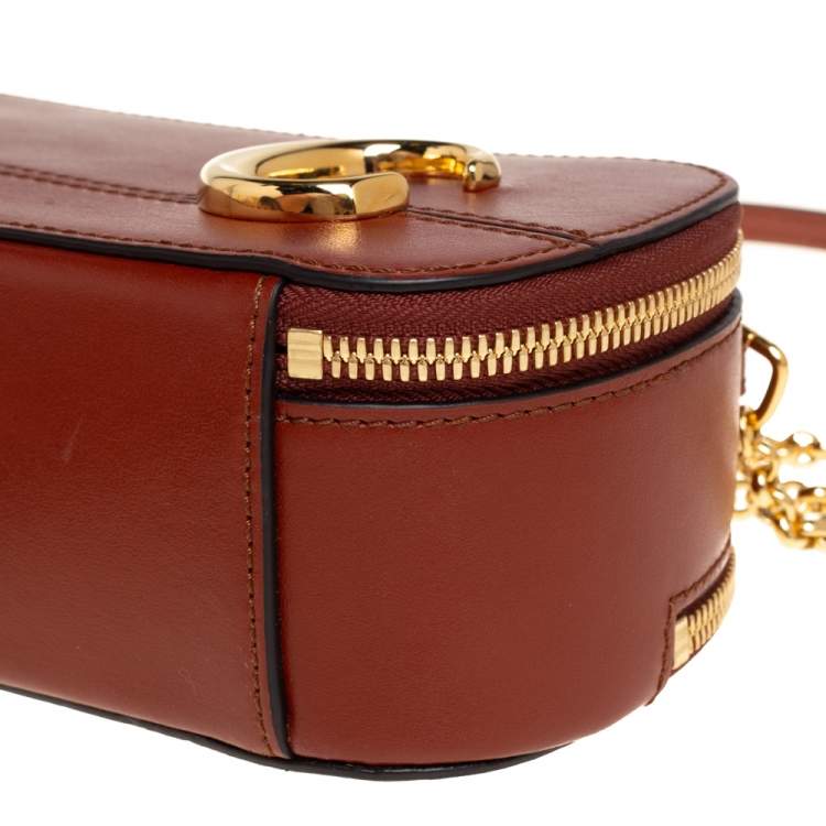 Pre Owned Chloé Tan Leather Mini C Vanity Shoulder Bag