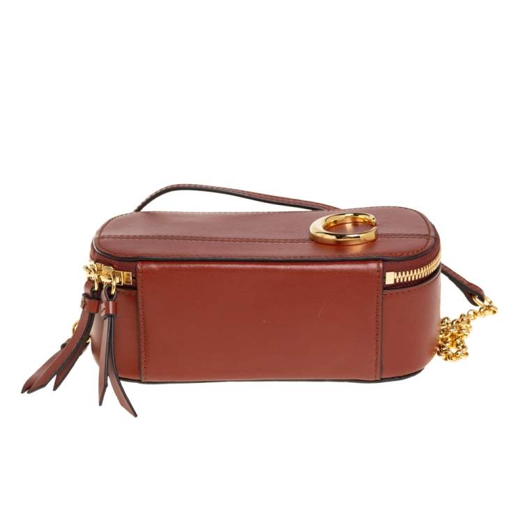 Pre Owned Chloé Tan Leather Mini C Vanity Shoulder Bag