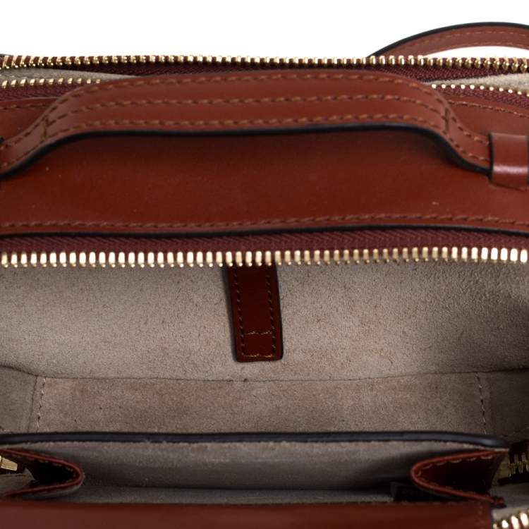 Pre Owned Chloé Tan Leather Mini C Vanity Shoulder Bag