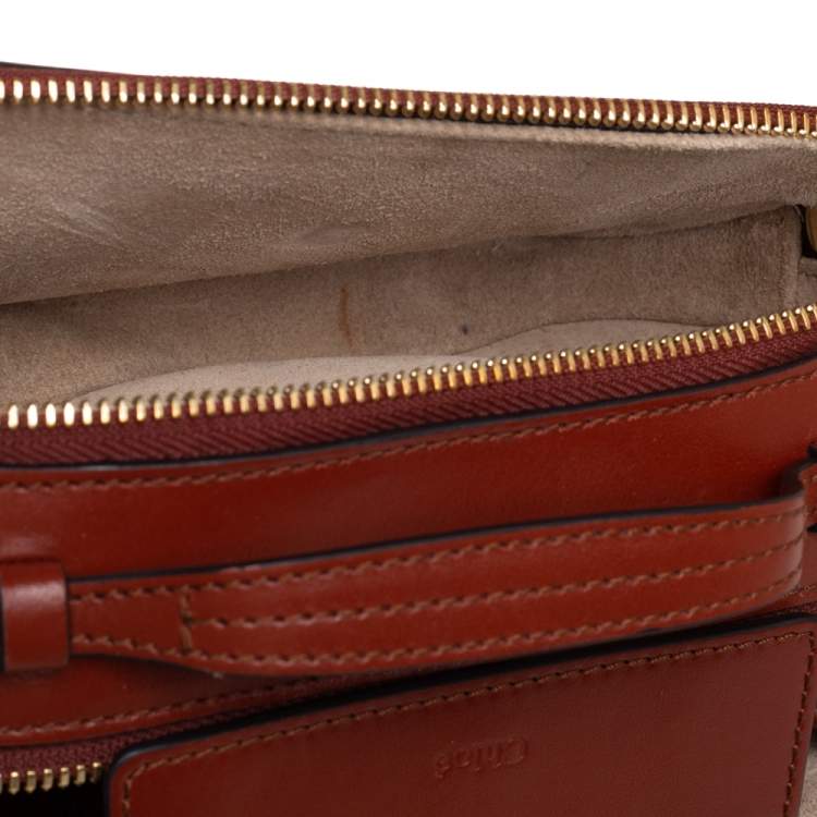 Pre Owned Chloé Tan Leather Mini C Vanity Shoulder Bag