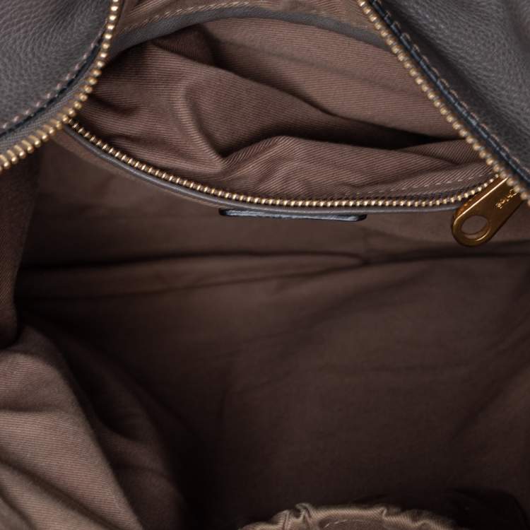 Pre Owned Chloé Metallic Dark Beige Leather Large Marcie Satchel