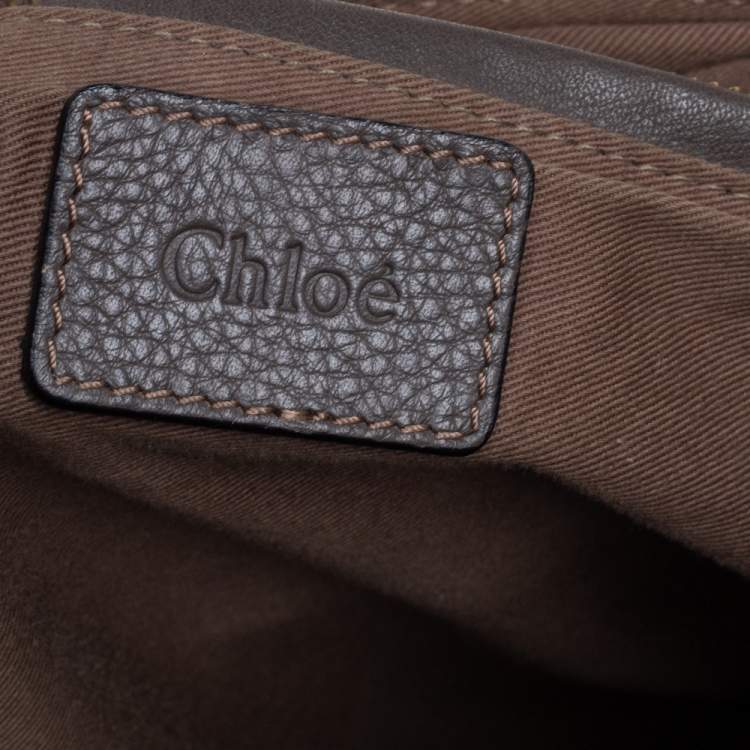 Pre Owned Chloé Metallic Dark Beige Leather Large Marcie Satchel