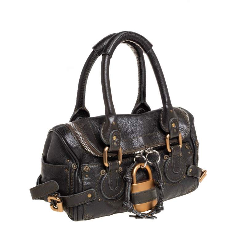Pre Owned Chloé Olive Green Leather Paddington Satchel