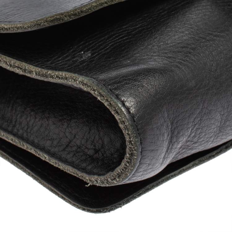 Pre Owned Chloé Black Leather Flap Shoulder Bag