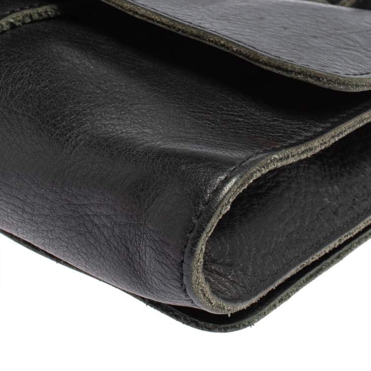 Pre Owned Chloé Black Leather Flap Shoulder Bag