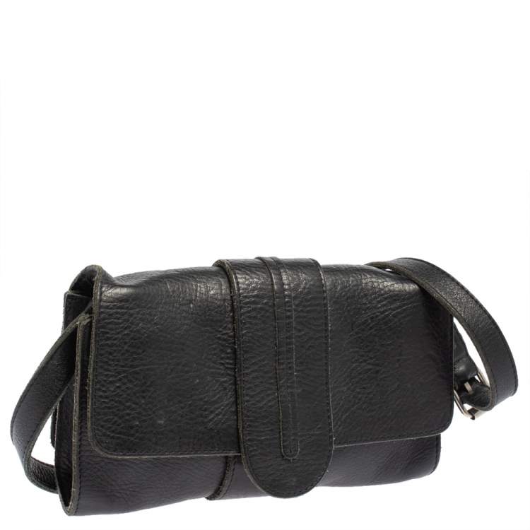 Pre Owned Chloé Black Leather Flap Shoulder Bag