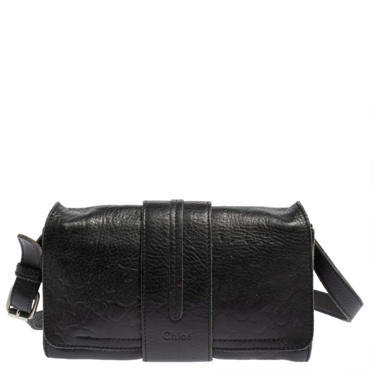 Pre Owned Chloé Black Leather Flap Shoulder Bag