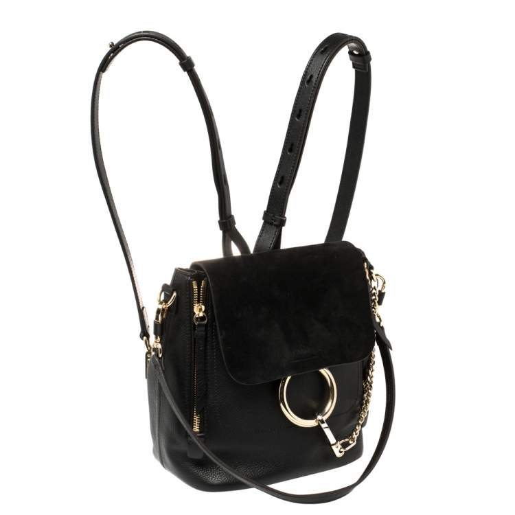 Pre Owned Chloe Black Leather and Suede Small Faye Day Backpack