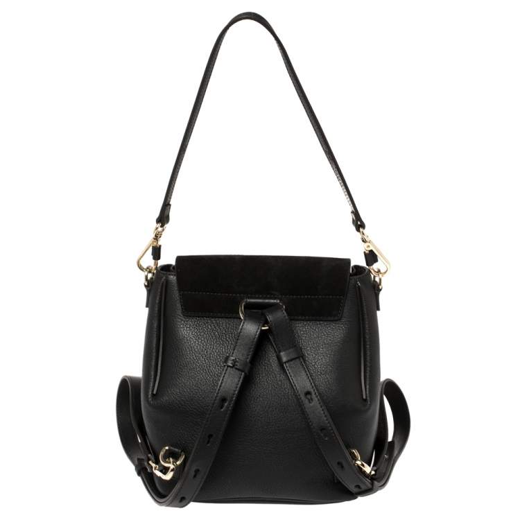 Pre Owned Chloe Black Leather and Suede Small Faye Day Backpack