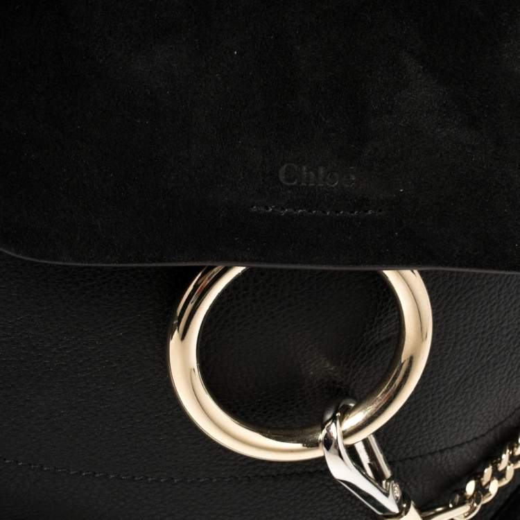 Pre Owned Chloe Black Leather and Suede Small Faye Day Backpack